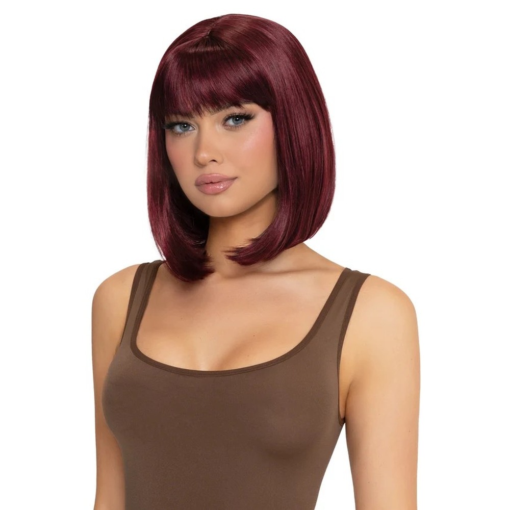 Leg Avenue - Angled Bob Pruik - Bordeaux rood